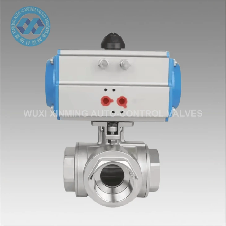 High Quality Stainless Steel Pneumatic Three-way Ball Valve