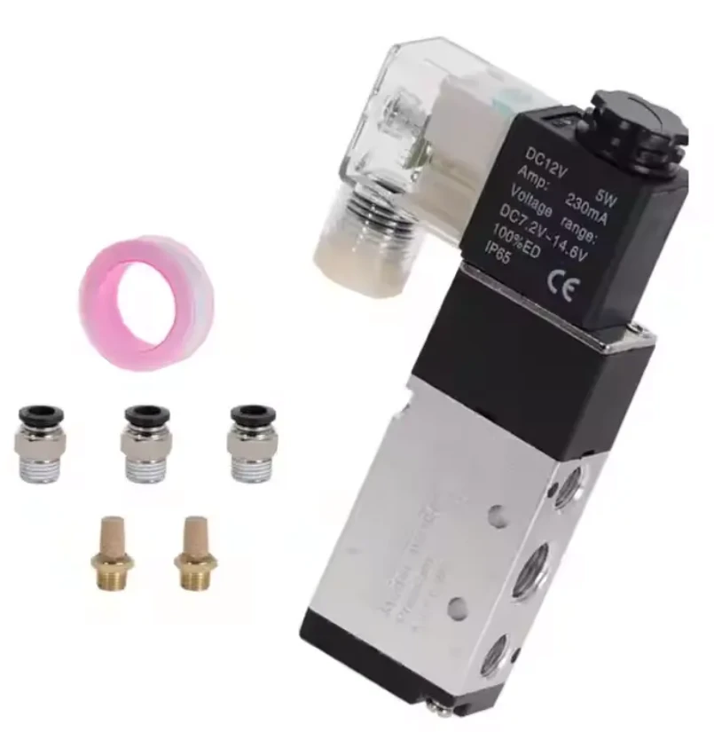 Injap solenoid pneumatik 5 cara 2- kawalan kedudukan udara 12V 24V