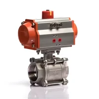 Injap bola benang pneumatik berkualiti tinggi dengan penggerak suku tahunan untuk kawalan aliran automatik